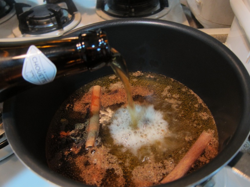 Making the mulled cider!